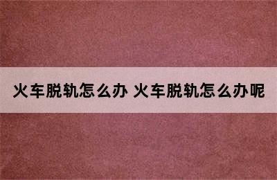 火车脱轨怎么办 火车脱轨怎么办呢